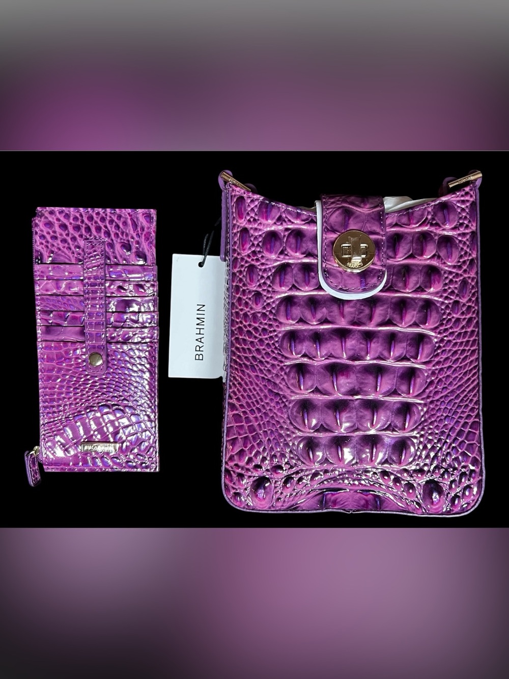 Brahmin: Marley Crossbody Purse and Credit Card Wallet in a Ultraviolet Purple